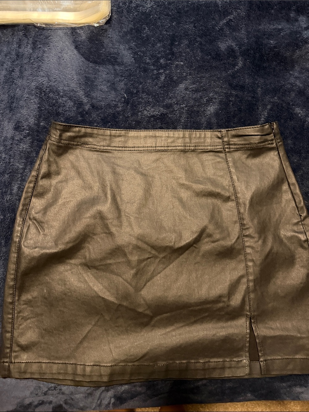 Sleek Black Faux Leather Mini Skirt with Front Slit